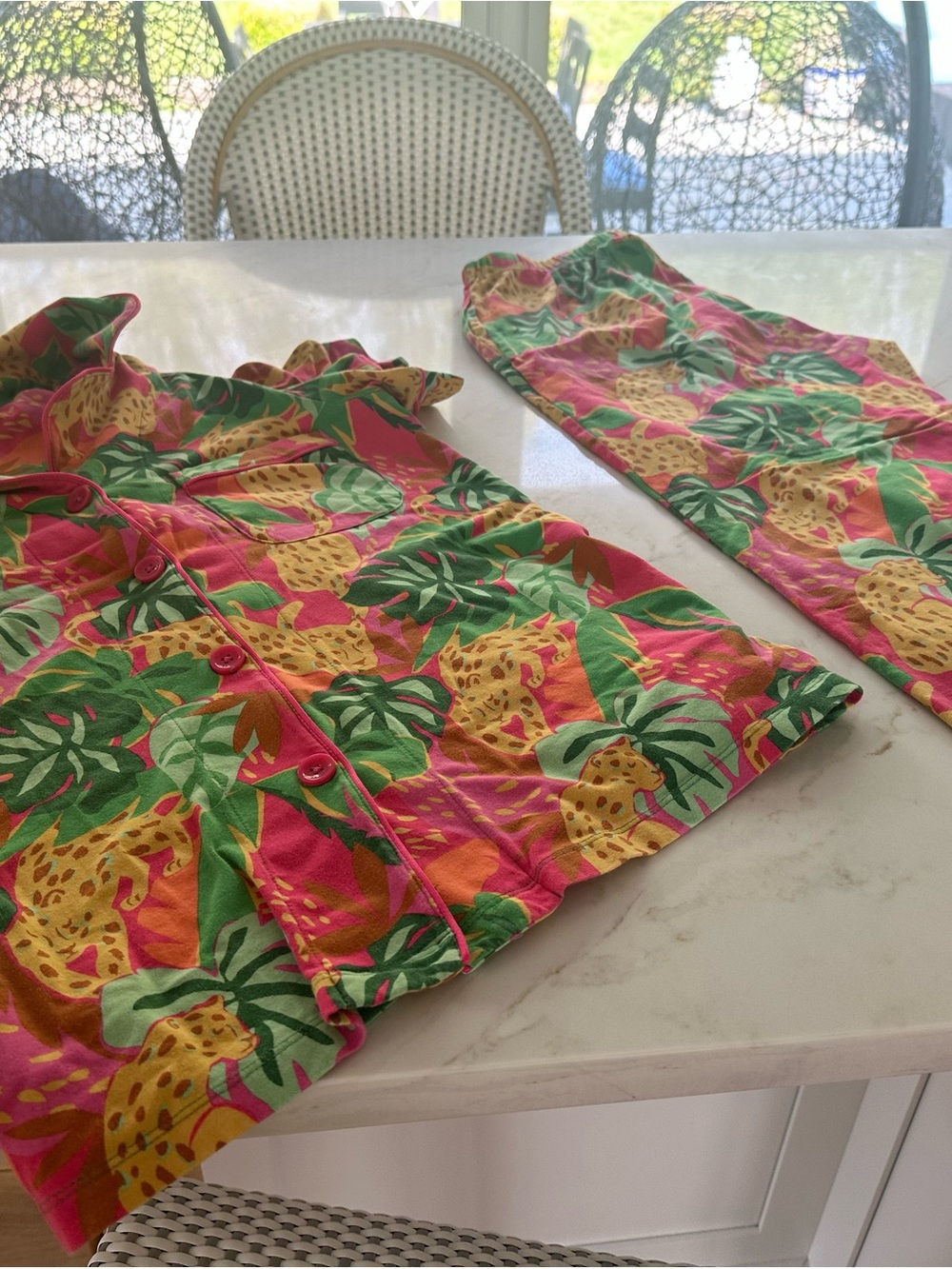 BedHead Bright Pink, Green & Yellow Tropical Print Pajama Set